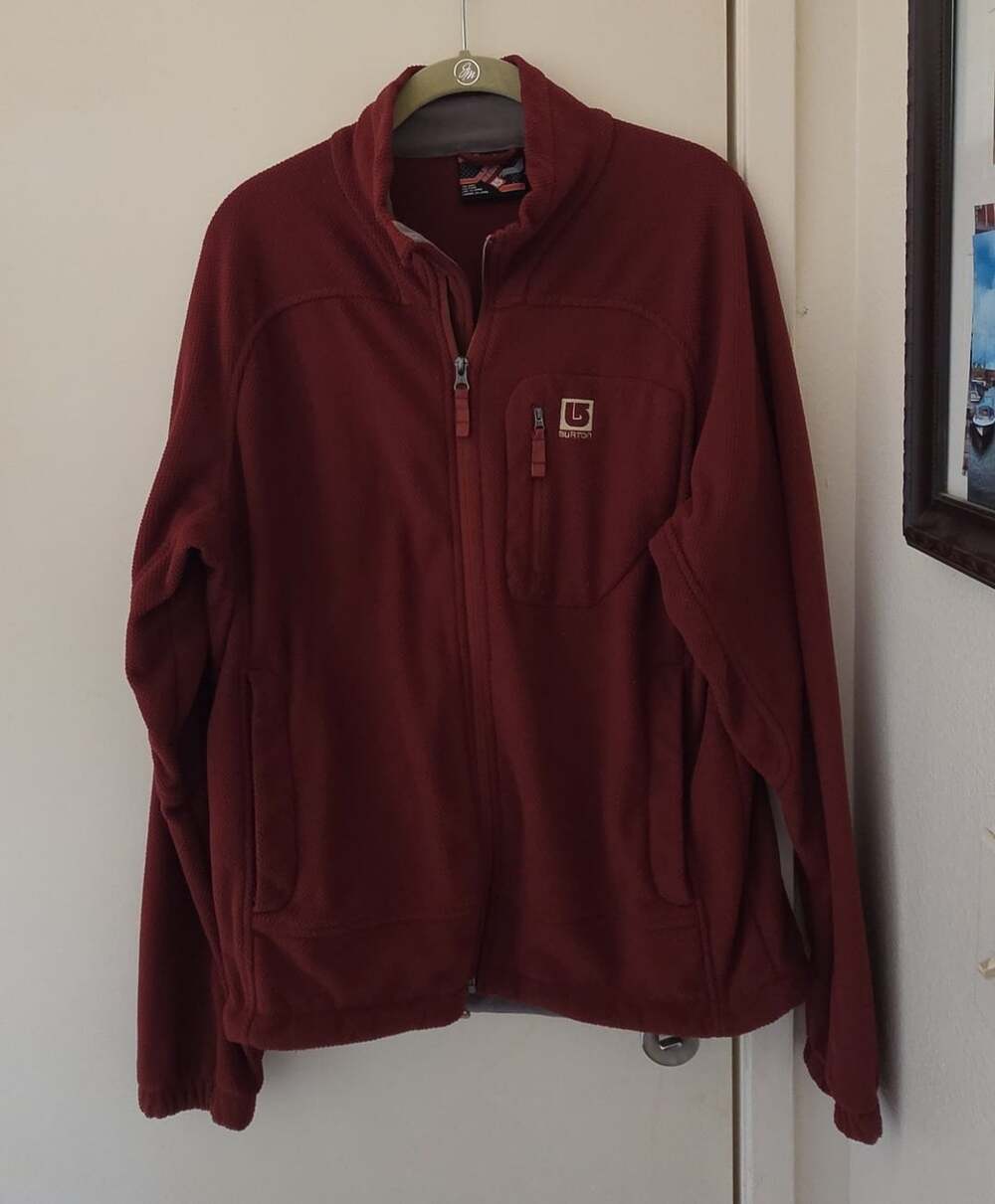 Burton Fleece Jacket Size Medium Red Full Zip